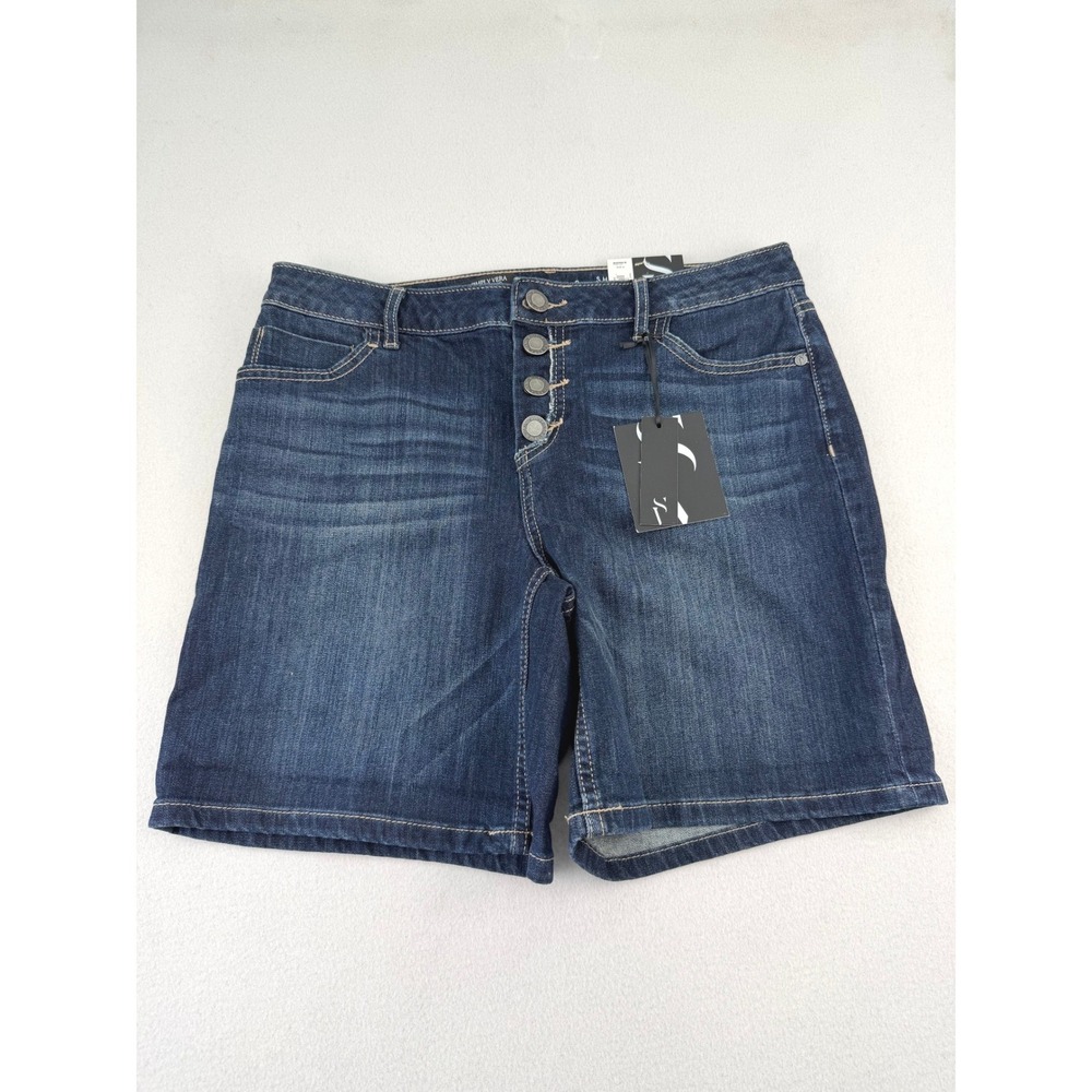 Simply Vera Vera Wang Womens Dark Wash‎ Button Fly Mid Rise Denim Shorts Size 8